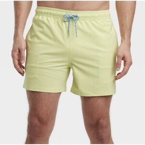 NWT Goodfellow & Co Men's Swim Trunks XXL Neon Yellow 5" Inseam Pockets